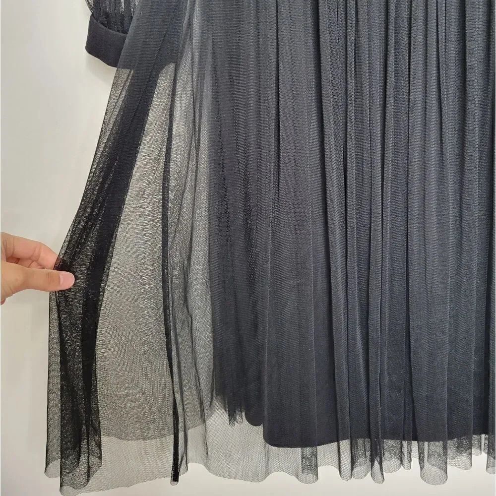 Cristallini Long Sleeve Silk Tulle Dress, Black L - Picture 11 of 12